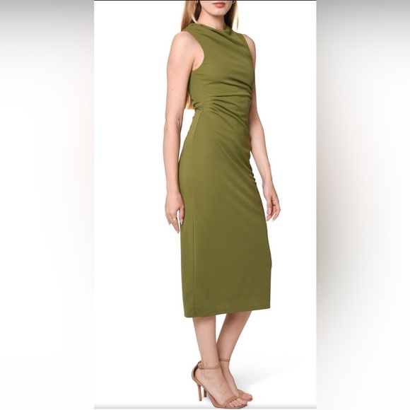 WAYF Sap Green drape neck sleeveless midi dress size S. - Picture 16 of 16